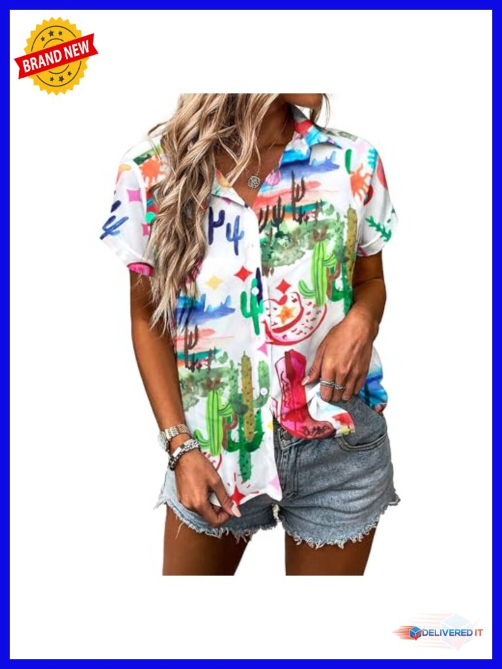 Retro Cowgirl Button Down Shirt Western Graphic Top Country Concert Outfit